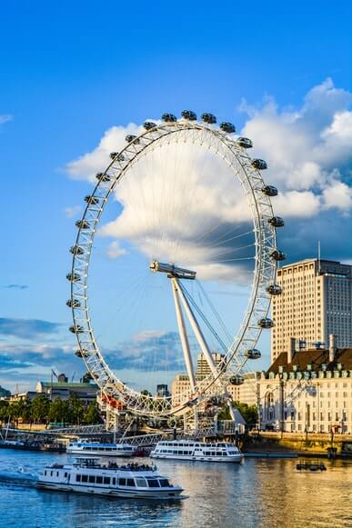 London Eye on Bright Sunny Day